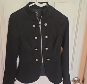 XOXO Black Military-Style Blazer with Gold Buttons